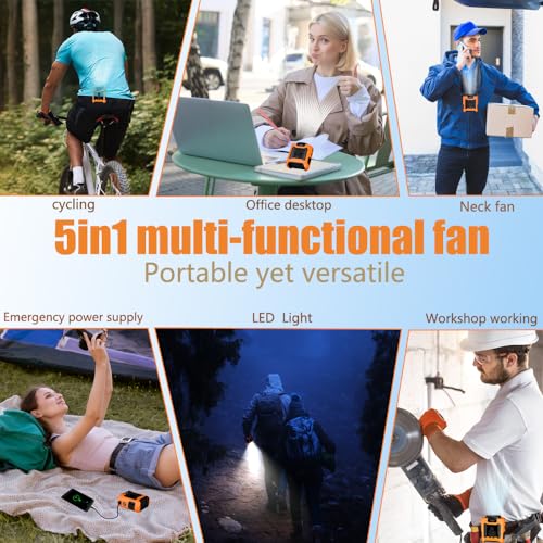 CAZOKASI Personal Waist Clip Fan Rechargeable Wearable Hand Free Wearable Cooler Fan for Traveling Working Outdoor Office (10000mAh / Orange) - size: 10000mAh / Orange
