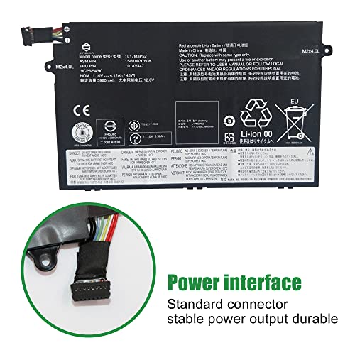 01AV447 L17M3P52 SB10K97608 Laptop Battery Replacement for Lenovo ThinkPad E480 E485 E495 E580 E585 E490 E590 E595 E14 E15 Series 01AV445 L17L3P51 01AV448 L17C3P51 01AV446 L17M3P51 11.1V 45Wh - size: 13.2*5.2*1.4inch 01AV447