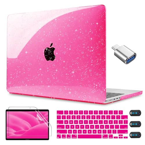 CISSOOK Sparkly Glitter Rose Pink Case for MacBook Pro 14 inch Case M5 M4 M3 M2 M1 Chip 2026 2025 2024 2023 2022 2021 Release A3434 A3112 A3185 A3401 / A2918 A2992 / A2779 / A2442 - color: Pro14inch-Rose Red Glitter