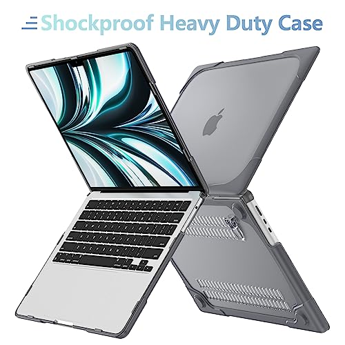 MEEgoodo Case for MacBook Air 15 inch 2026 2025 2024 2023, Case Fit Model (A3448/A3241/A3114/A2941) with M5/M4/M3/M2 Chip, Laptop Hard Shell with Heavy Duty Rugged Shockproof, Grey - color: Grey