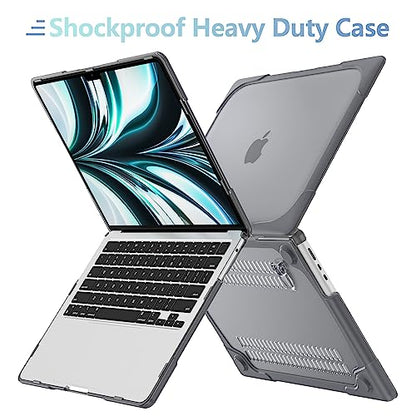 MEEgoodo Case for MacBook Air 15 inch 2026 2025 2024 2023, Case Fit Model (A3448/A3241/A3114/A2941) with M5/M4/M3/M2 Chip, Laptop Hard Shell with Heavy Duty Rugged Shockproof, Grey - color: Grey