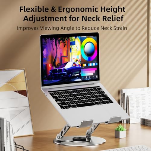 360° Rotatable Height-Adjustable All-Metal Dual-Bar Laptop Stand, Anti-Slip Heat-Dissipating for MacBook Pro/Air (10-17"), Tablet, Gaming, Office, Home, Drawing - Gray - color: C. Extra Large 2-Tier, Gray