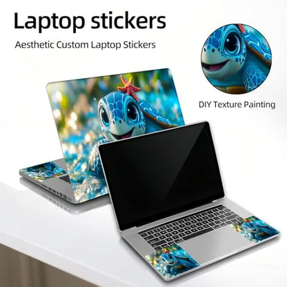 Universal Laptop Skin Sticker Decal, 12"-15.6" Aesthetic Vinyl Wrap, Cute Sea Turtle Starfish Water Waterproof Notebook Cover Art Protector for MacBook HP Dell Lenovo, Fits 13" 14" 15" 15.6" - color: Cute Sea Turtle Starfish Water