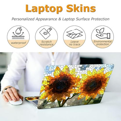 Universal Laptop Skin Sticker with 2 Wrist Pad Decals, 3-Piece Removable Vinyl Laptop Cover, Fragmented Sunflowers Waterproof Anti-Scratch, Easy-Trim Fit for 13.3" 14" 15.6" Laptops - color: Fragmented Sunflowers