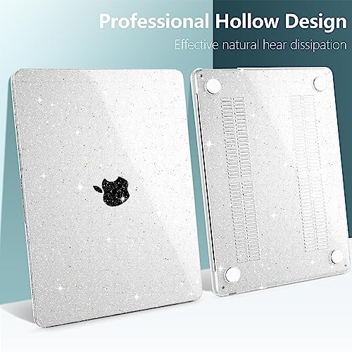 Clear Glitter Case for MacBook Air 15 Inch M5 M4 M3 M2 (2026-2023) A3448 A3241 A3114 A2941, Protective Hard Shell Cover Compatible with Touch ID & Liquid Retina Display - Star Clear - color: Star Clear