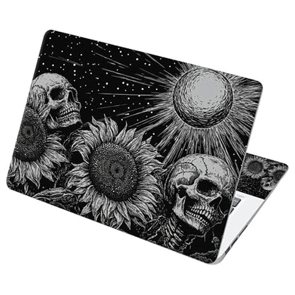 Universal Laptop Skin Sticker with 2 Wrist Pad Decals, 3-Piece Removable Vinyl Laptop Cover, Dark Sunflowers Skull Waterproof Anti-Scratch, Easy-Trim Fit for 13.3" 14" 15.6" Laptops - color: Dark Sunflowers Skull