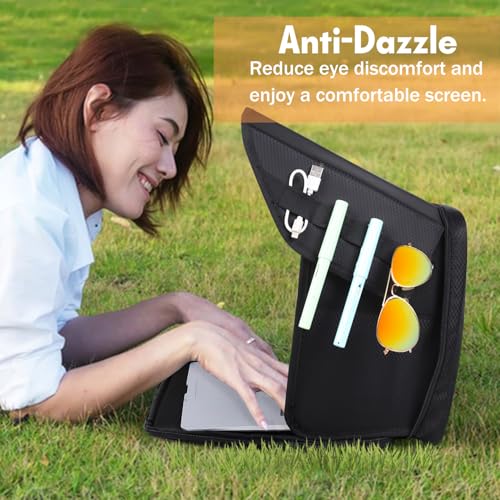 Laptop Sun Shade Laptop Sun Glare Shield Privacy Screen Hood 12-14'' | Lightweight Laptops Sunshade Bag for Working Outside Portable Shield Cover (Patent Pending) - size: 12-14in