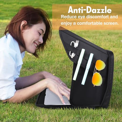 Laptop Sun Shade Laptop Sun Glare Shield Privacy Screen Hood 12-14'' | Lightweight Laptops Sunshade Bag for Working Outside Portable Shield Cover (Patent Pending) - size: 12-14in