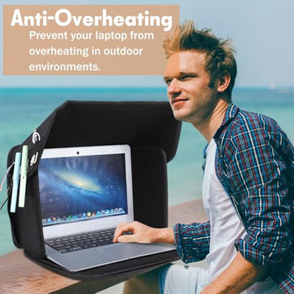 Laptop Sun Shade Laptop Sun Glare Shield Privacy Screen Hood 12-14'' | Lightweight Laptops Sunshade Bag for Working Outside Portable Shield Cover (Patent Pending) - size: 12-14in