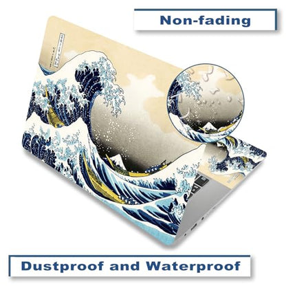 Sticker Skin Cover for 11.6 12 13" 13.3" 14" 15" 15.4" 15.6" Laptop Netbook | Vinyl Decal Skin Sticker Cover Art Notebook PC Reusable Protector ( 2 Wrist Pad Included), Kanagawa Japan Wave - color: Kanagawa Japan Wave