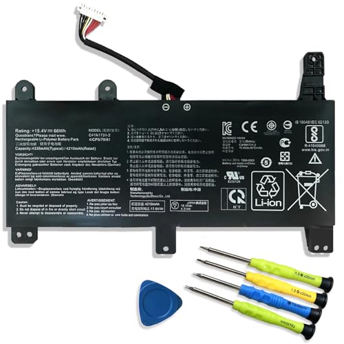 C41N1731-2 Laptop Battery Replacement for Asus ROG Strix G531GU G731GV G731GW G512LU G512LV G512LW G712LU G531GU G531GV G532LV G732LW G531GW Series 15.4V 66Wh 4335mAh 15.4V 66Wh 4335mAh - size: 10.24×3.43×0.28 in C41N1731-2