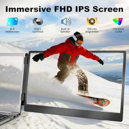 KEFEYA Laptop Screen Extender, 14.2" Portable Triple Monitor for Laptop with Full HD IPS Display, Monitor Extender Compatible with Mac, Windows, Chrome, Fits 13-17 Inch Laptops - size: Triple-14.2"