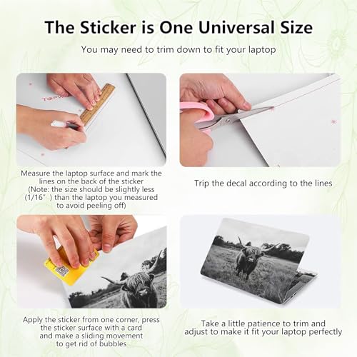 Laptop Skin Sticker Decal, Universal Reusable Vinyl Laptop Cover for 12" 13" 13.3" 14" 15" 15.4" 15.6" Notebook PC, Reusable Waterproof Scratch-Resistant with 2 Wrist Pads,A Highland Cow - color: A Highland Cow