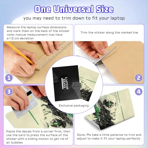 Universal Laptop Skin Sticker Decal, Compatible with MacBook HP Dell Lenovo 12"-15.6", Reusable Vinyl Notebook Cover 3PCS Set, High-Recognition Film-Cyberpunk Android Man - color: Cyberpunk Android Man