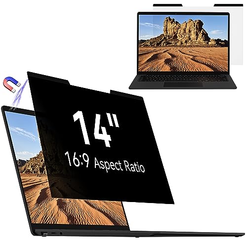 Mamol Magnetic Laptop Privacy Screen 14 inch ,16:9 Aspect Removable Anti Glare Protector Blue Light Privacy Screen Filter,Filter Shield Compatible with HP/Dell/Acer/Asus/Samsung/Lenovo/Thinkpad Envy - size: 14 inch 16:9 Aspect