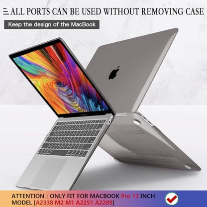 CISSOOK Case for MacBook Pro 13 Inch 2023 2022 2021 2020 Touch Bar, Grey Hard Shell Case Cover for MacBook Pro 13" M2 M1 A2338 A2251 A2289 Model with Keyboard Cover and Screen Protector - Gray - color: Gray