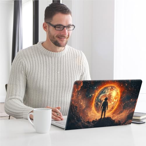 Universal Laptop Skin, DIY Cut-to-Fit Vinyl Cover Compatible with HP, Dell, Lenovo, Mac (13.3" to 15.6"), Anti-Scratch, No Residue & Bubble-Free Protective Decal Sticker, Astronaut Fiery Planet - color: Astronaut Fiery Planet