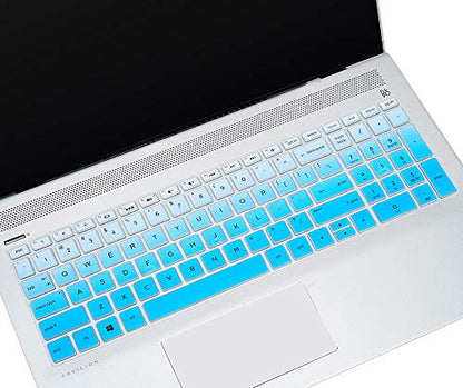 Keyboard Cover for HP Laptop 15-db 15-dw 15-dy 15-da 15-bs/bw 15-ef 15t 15z 14"x 4.6" 15-db0011dx 15-dy1043dx/dy1051wm 15-dw0037wm/dw1083wm 15-ef1001ds ef1023dx, HP 17-by/bs/ca 11" Keyboard Skin, Blue - color: Ombre Blue