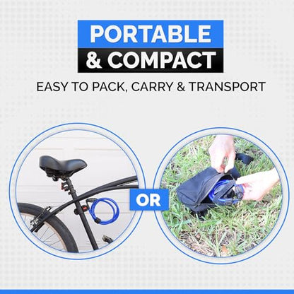 Bike Cable Lock Kit (2' or 4') with Resettable Combination, 4' | Weatherproof, Vinyl Coated, 10mm Security Cable, Mounting Bracket, Portable, Anti-Theft, Keyless, Bikes, Bicycles, Scooters - size: 4ft