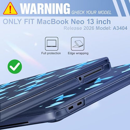 May Chen for MacBook Neo Case 13 inch 2026 | 100% Match Official Color | Pattern Printing, Anti-Crack & Scratch & Fingerprint | Protective Hard Shell Cases Laptop Model A3404 - Light Blue Bow - color: Light Blue bow