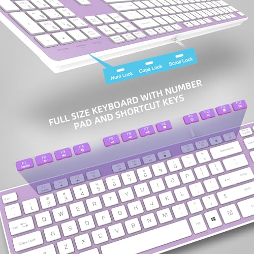 USB Wired Keyboard for Window,Comfortable Quiet Chocolate Keys, Durable Ultra-Slim Wired Computer Keyboard(QWERTY) for PC, Windows 11/10/8/7/XP/Vista KB1430 - color: purple