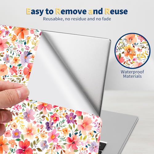 Universal Laptop Skin for 13-16 Inch Laptops,Vinyl Protective Sticker Decal,Easy DIY Trim-to-Fit for HP/Dell/MacBook,Bubble-Free & Removable,Pink Flowers - color: Pink flowers
