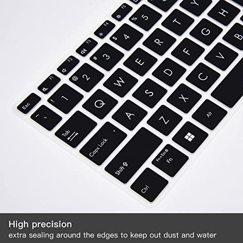 2PCS Keyboard Cover for ASUS VivoBook 16X 16 F1605 F1605VA M1605 F1603 M1603 X1603, Vivobook Go 15.6" E1504FA, VivoBook Pro 16X OLED K3605 K6602 N7601 TN3604,VivoBook 15 15.6 K3502 M3502 M1503 K6501 - color: Black+Clear