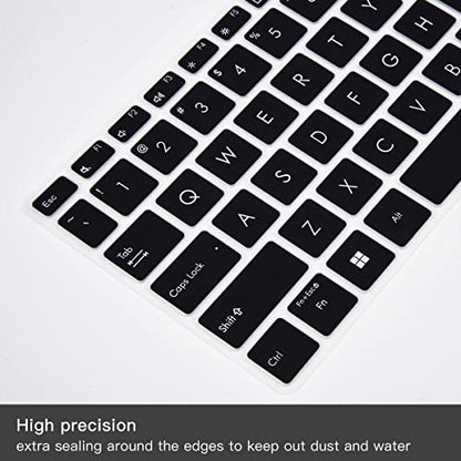 2PCS Keyboard Cover for ASUS VivoBook 16X 16 F1605 F1605VA M1605 F1603 M1603 X1603, Vivobook Go 15.6" E1504FA, VivoBook Pro 16X OLED K3605 K6602 N7601 TN3604,VivoBook 15 15.6 K3502 M3502 M1503 K6501 - color: Black+Clear