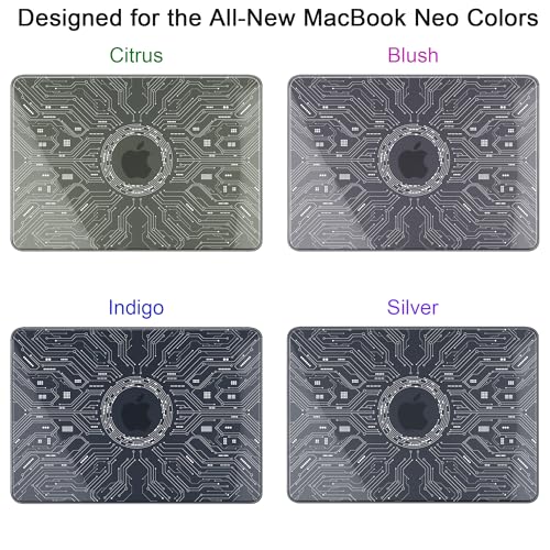 Batianda Case for MacBook Neo 13 Inch 2026 Model A3404, Noir Circuit | 4-in-1 Laptop Accessories Bundle with Circuit Board Art, Ultra Slim Hard Shell for Tech Lovers and Students - color: Tech-Noir Circuit