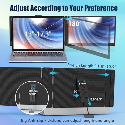 KEFEYA Laptop Screen Extender, 14" 1080P FHD IPS Laptop Monitor Extender for Home Office, Dual Travel Monitor for Laptops 13-17.3", USB-C HDMI Plug-Play for macOS Windows PS Switch Xbox Phone Pad - size: 14" Dual Monitor