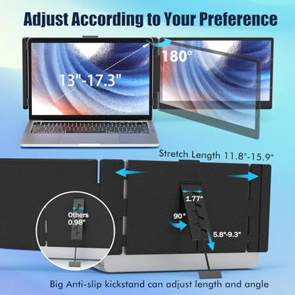 KEFEYA Laptop Screen Extender, 14" 1080P FHD IPS Laptop Monitor Extender for Home Office, Dual Travel Monitor for Laptops 13-17.3", USB-C HDMI Plug-Play for macOS Windows PS Switch Xbox Phone Pad - size: 14" Dual Monitor