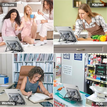 Portable Monitor Stand for Desk, Drawing Tablet Stand Ergonomic 8-Level Adjustable Height Travel Foldable Aluminum Alloy Desktop Tablet Holder for Home,Office or Travel