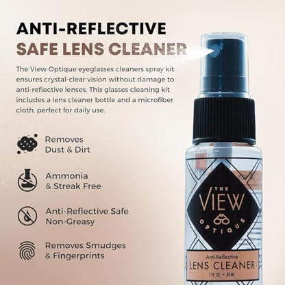 Eyeglass Cleaner Kit – (1) 1 oz Lens Cleaner Spray & (1) Microfiber Cloth with Pre-Moistened Lens Cleaning Wipes for Glasses, Screens & Sunglasses (26 Count)
