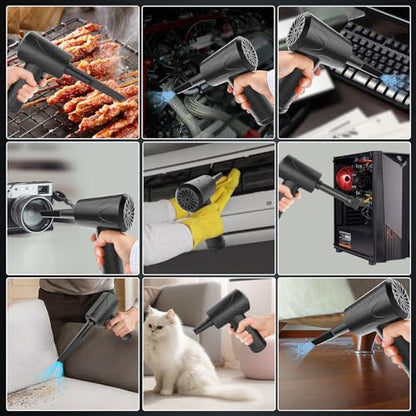 Portable Air Blower, Compressed Air Duster 3 Gear 51000RPM 6000mAh Rechargeable Cordless Electric Air Duster with LED Light & Air Pump for Computer Laptop PC Keyboard PS5 -Replace Compressed Air Can