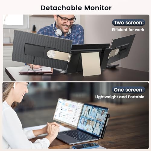 Updated Laptop Screen Extender,15.6" Portable Triple Monitor for Laptop up to 17.3" with IPS FHD 1080P Display, Detachable Laptops Extended Monitor Compatible with Mac, Wins, Dex, Chrome