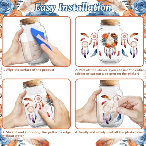 Dreamcatcher Animals UV DTF Cup Wraps, 10 Sheets Transfer Sticker | Waterproof UV DTF Stickers, Custom Vinyl Decals for 16oz Coffee Cups Tumblers Bottles Mugs, DIY Gifts & Crafts - style: Dreamcatcher with Animal
