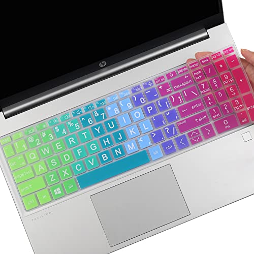 Large Print Keyboard Cover for HP 17.3" Laptop 17t 17z 17-cn 17-cp Series 17t-cn300 17-cp2025dx 17t-cn200 17-cn3003dx 17-cn2083dx 17-cn2063cl 17-cp0700dx 17-cp1035cl 17-cn1063cl 17-cn0023dx cp2124od - color: Rainbow(Big Letters)