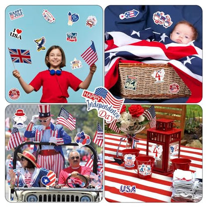 100 PCS 4th of July Stickers, Patriotic Stickers for Decorations, USA Waterproof Vinyl Stickers for Water Bottles, Laptop, Phone, Tablet, Guitar, Bike, Car - style: 4th of July