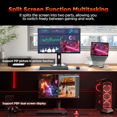 KOORUI 27 inch Mini-LED IPS Gaming Monitor, 200Hz 1ms, QHD 1440P HDR1000 | 97% DCI-P3, Adaptive Sync, PiP/PBP, Swivel/Pivot/Height Adjustable, HDMI and DisplayPort, Premium Gaming, Content Creation - size: 27"/QHD/200Hz