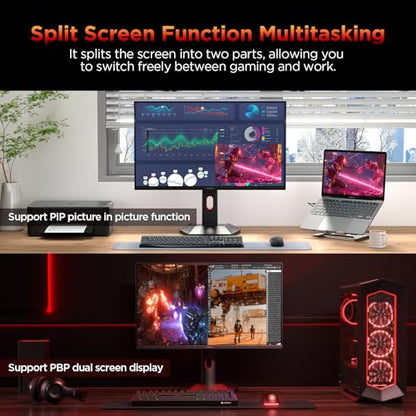 KOORUI 27 inch Mini-LED IPS Gaming Monitor, 200Hz 1ms, QHD 1440P HDR1000 | 97% DCI-P3, Adaptive Sync, PiP/PBP, Swivel/Pivot/Height Adjustable, HDMI and DisplayPort, Premium Gaming, Content Creation - size: 27"/QHD/200Hz