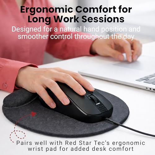 RED STAR TEC Wired Office Mouse, USB, Corded, Black, WM-127B