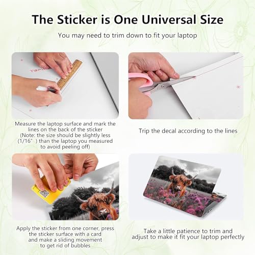 Laptop Skin Sticker Decal, Universal Reusable Vinyl Laptop Cover for 12" 13" 13.3" 14" 15" 15.4" 15.6" Notebook PC, Waterproof Scratch-Resistant with 2 Wrist Pads, Easy to Apply & Remove,Highland Cows - color: Highland Cows