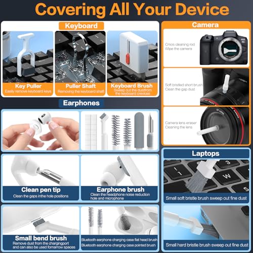 34-in-1 Electronics Cleaning Kit for iPhone, AirPods, Keyboard, USB C, Port | Professional, Multi-Purpose Cleaning Kit, With Cleaning Putty, Microfiber Cloth, Compact Portable Design White sunoyar - color: White