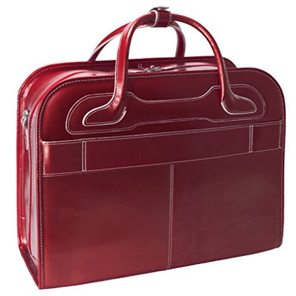 McKleinUSA McKlein WILLOWBROOK, 17" Leather Detachable -Wheeled Ladies' Laptop/Computer & Tablet Business Briefcase Bag/Women's Rolling Overnight Travel Bag, Removable trolley case - color: Red, size: 18"x8.75"x14.5"