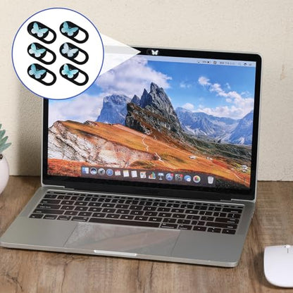 6 Pcs Laptop Camera Cover Slide 0.73''x0.35'' Butterfly Design Ultra-Thin Webcam Cover Slide Slide-Web Cam Privacy Blocker for Laptop Desktop Computer Cellphone Tablet to Protect Your Privacy Security