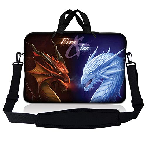 Laptop Skin Shop Neoprene Laptop Sleeve Bag Carrying Case with Handle and Adjustable Shoulder Strap Parent 2 - color: Fire & Ice Dragons, size: 8 in -10.2 in