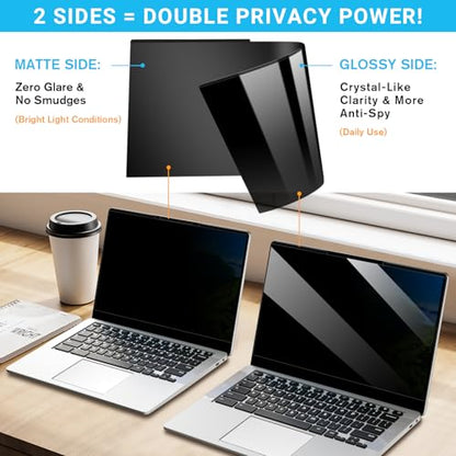 ZOEGAA Laptop Privacy Screen Protector 14 Inch 16:9 Aspect Ratio. | 1 Install Ways; Anti Bule Light/Glare; Compatible With HP Dell Lenovo Samsung Thinkpad - size: Magnetic 14 inch (16:9)