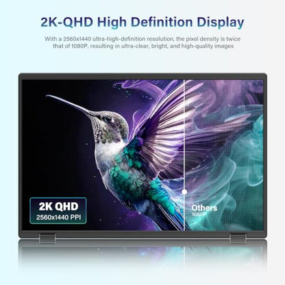 InnoView 18.5" Dual Portable Monitor 2K 200Hz 100% sRGB - Foldable & Stackable Design with 315° Screen Adjustment & 180° Stand | DP/USB-C/HDMI, Second Monitor for Laptop, Mac, Windows - size: 18.5