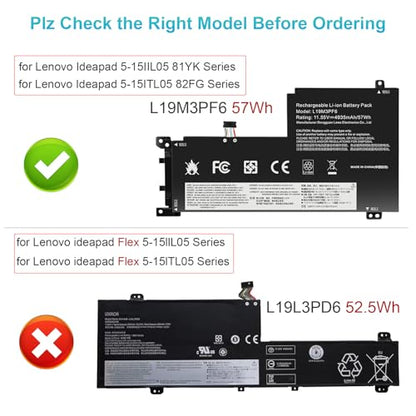 L19M3PF6 L19L3PF2 L19C3PF5 Battery Replacement for Lenovo Ideapad 5-15IIL05 5-15ARE05 5-15ITL05 5-15ARE05 5 15IAL7 5 15ABA7 Series L19L3PF2 L19C3PF5 L19M4PF1 L19L4PF1 L19C4PF1 L19D3PF3 L19C3PF4 - size: L19M3PF6 10.00*6.50*1.14 in