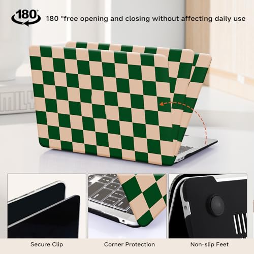 Compatible with MacBook Pro 13 inch Case M2 2026-2023,2022-2016 A2338 M1 A2251 A2289 A2159 A1989 A1708 A1706, Checkered Textured Cream Plastic Hard Shell & Keyboard Cover, Checkerd Green - color: Checkerd Green, size: 2016-2026 Macbook Pro 13 inch M1 M2